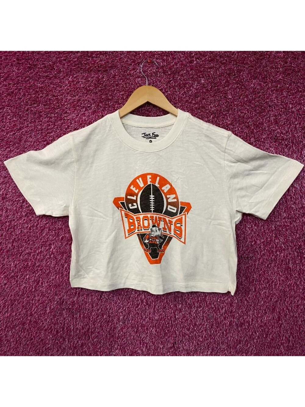 Junk Food Clothing Women's Cleveland Browns Mock Neck Crop Tee Medium